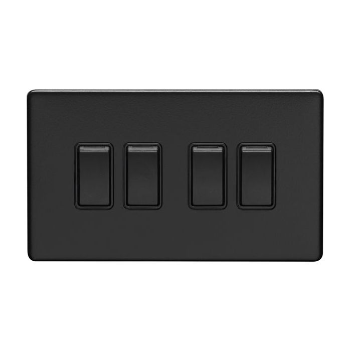 Eurolite Concealed 3mm 4 Gang Switch - Matt Black - ECMB4SWB - Choice Handles