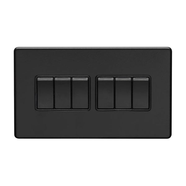 Eurolite Concealed 3mm 6 Gang Switch - Matt Black - ECMB6SWB - Choice Handles