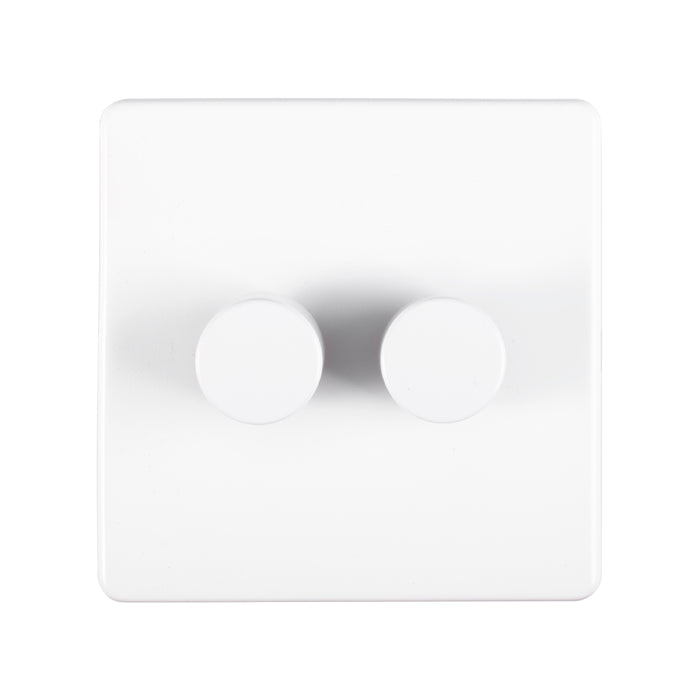 Eurolite Concealed 3mm 2 Gang Dimmer - Matt White - ECW2D400 - Choice Handles