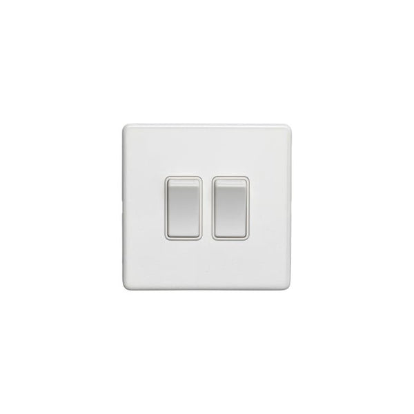 Eurolite Concealed 3mm 2 Gang Switch - Matt White - ECW2SWW - Choice Handles