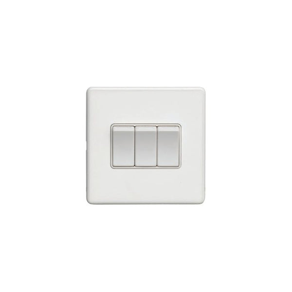 Eurolite Concealed 3mm 3 Gang Switch - Matt White - ECW3SWW - Choice Handles