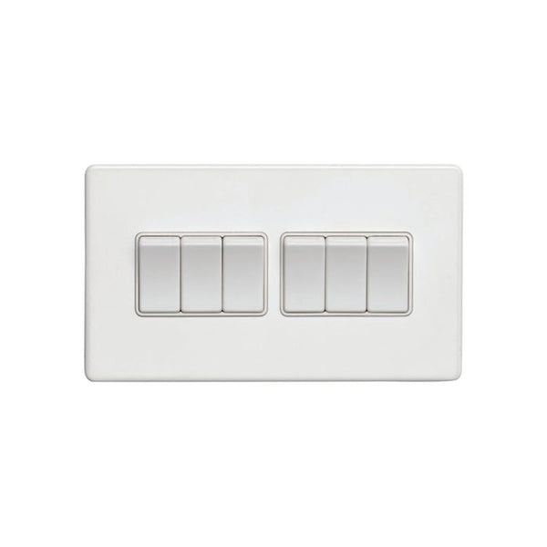 Eurolite Concealed 3mm 6 Gang Switch - Matt White - ECW6SWW - Choice Handles