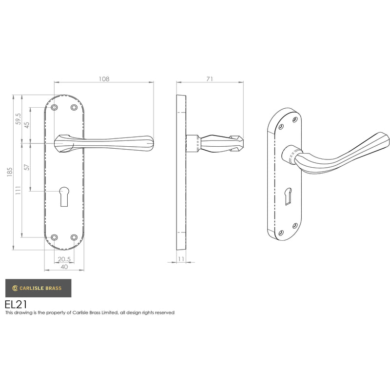 Manital - Astro Lever on Lock Backplate - Polished Brass - EL21 - Choice Handles