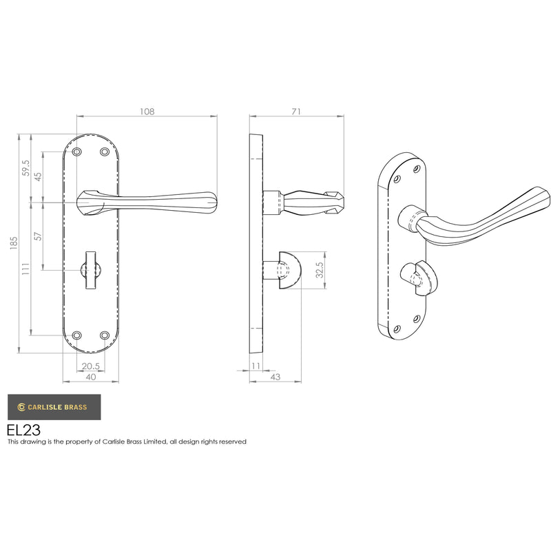 Manital - Astro Lever on WC Backplate - Polished Brass - EL23 - Choice Handles