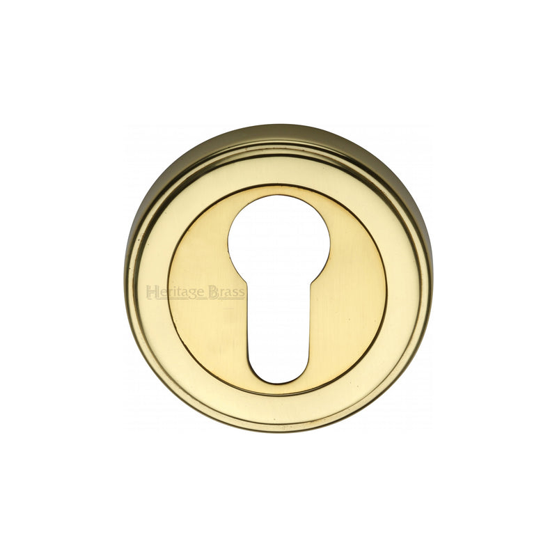 Heritage Brass Euro Profile Cylinder Escutcheon Polished Brass finish - ERD7020-PB - Choice Handles