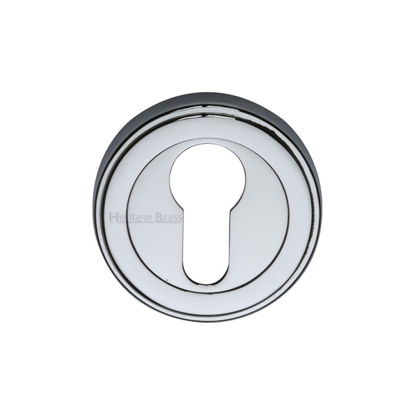 Heritage Brass Euro Profile Cylinder Escutcheon Polished Chrome finish - ERD7020-PC - Choice Handles