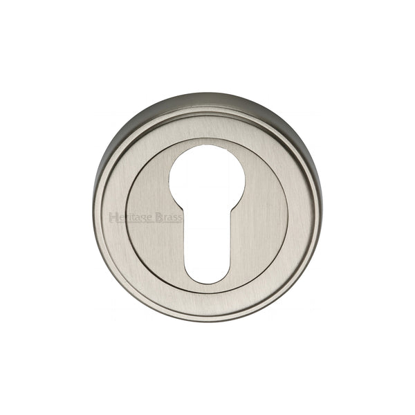 Heritage Brass Euro Profile Cylinder Escutcheon Satin Nickel finish - ERD7020-SN - Choice Handles