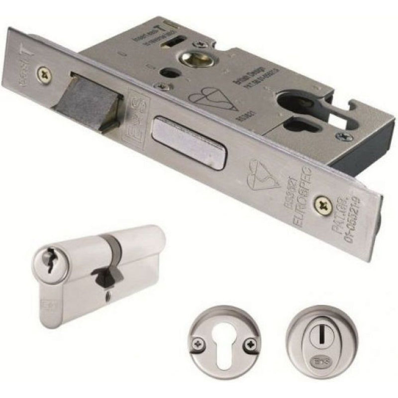 Eurospec - Easi T Euro Profile BS Cylinder Sashlock 76mm - Satin Stainless Steel - ESB5030SSS - Choice Handles