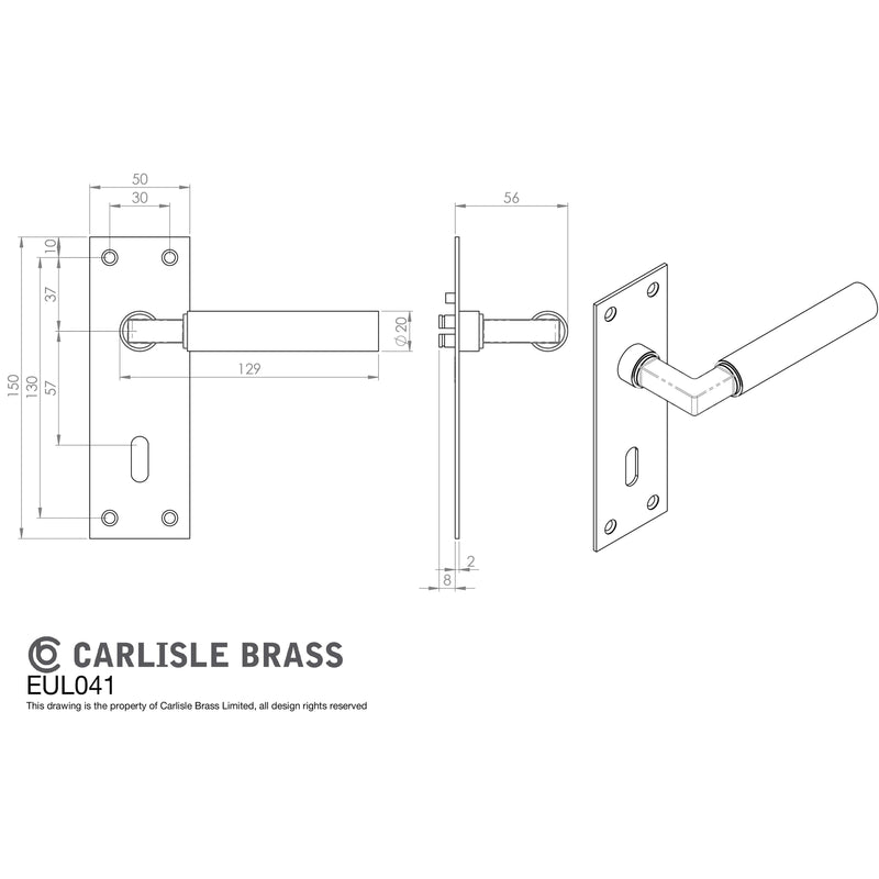 Carlisle Brass - Amiata Lever on Backplate Lock 57mm - Matt Black - EUL041MB - Choice Handles