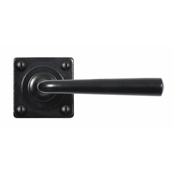 Stonebridge - Padstow Armor Coat ® Flat Black Lever Handle on Square Rose - FB002 - Choice Handles