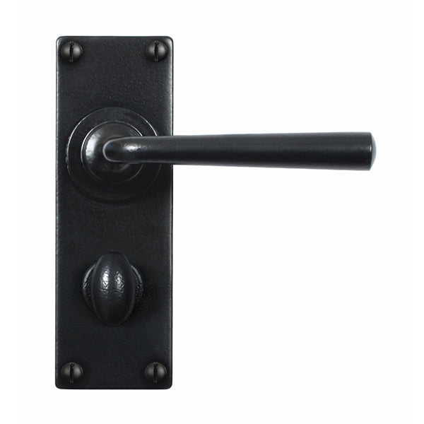 Stonebridge - Padstow Armor Coat ® Flat Black Lever Handle on Backplate (Bathroom - Right Hand) - FB004RH - Choice Handles