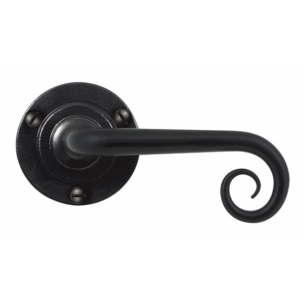 Stonebridge - Curl Armor Coat ® Flat Black Lever Handle on Round Rose - FB1068 - Choice Handles