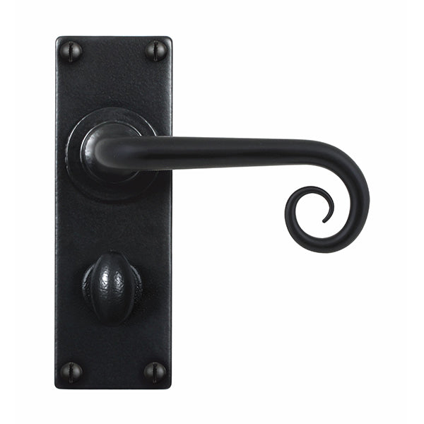 Stonebridge - Curl Armor Coat ® Flat Black Lever Handle on Backplate (Bathroom - Right Hand) - FB1071RH - Choice Handles