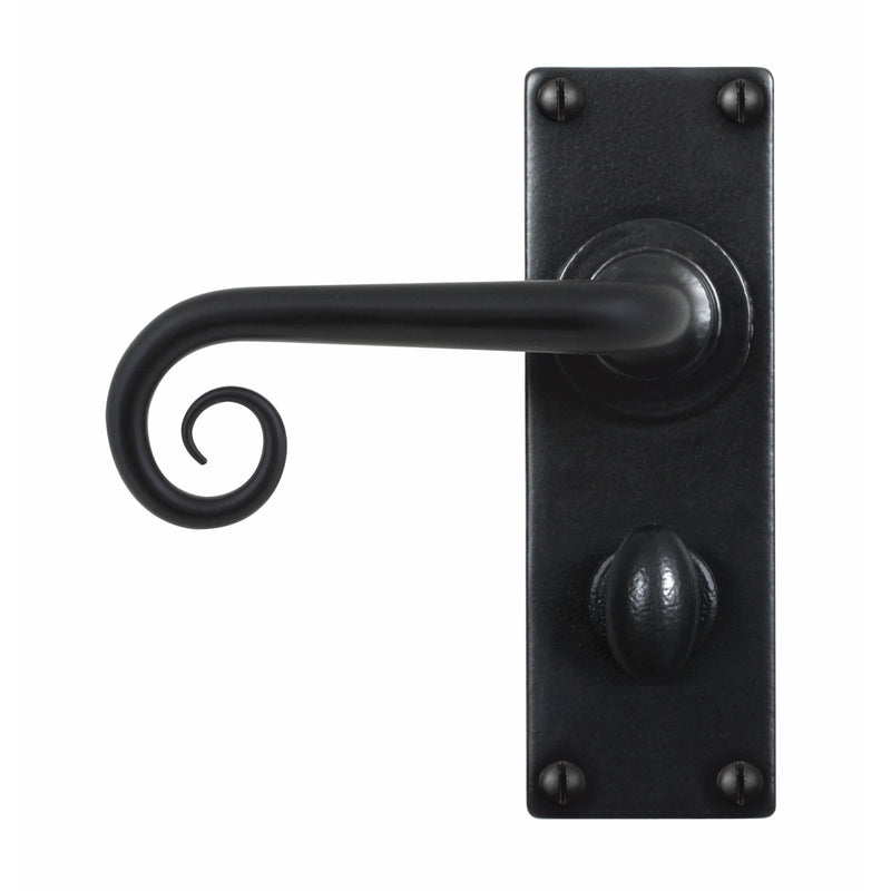 Stonebridge - Curl Armor Coat ® Flat Black Lever Handle on Backplate (Bathroom - Left Hand) - FB1071LH - Choice Handles