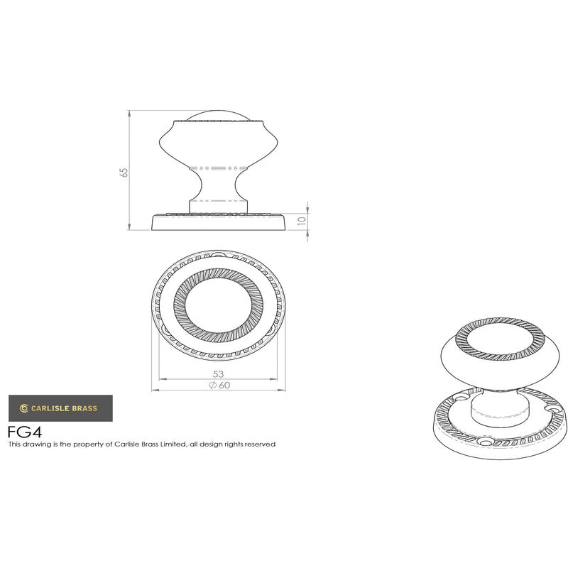 Carlisle Brass - Georgian Mortice Knob Furniture - Polished Brass - FG4 - Choice Handles