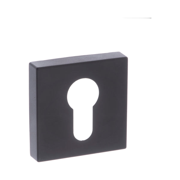 CleanTouch Anti-Bac Euro Escutcheons on Minimal Square Rose - Matt Black - CTFMSEMB