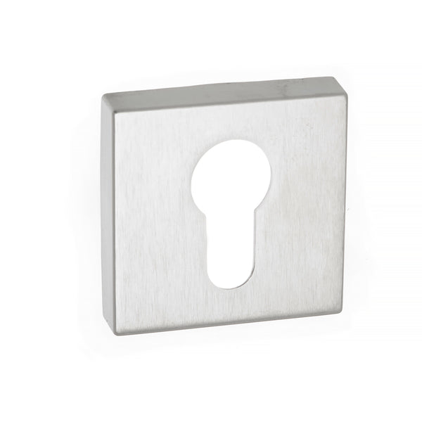 CleanTouch Anti-Bac Euro Escutcheons on Minimal Square Rose - Satin Chrome - CTFMSESC