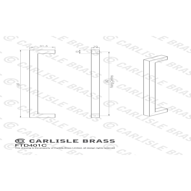 Carlisle Brass - Block Handle 160mm - Satin Brass - FTD401CSB