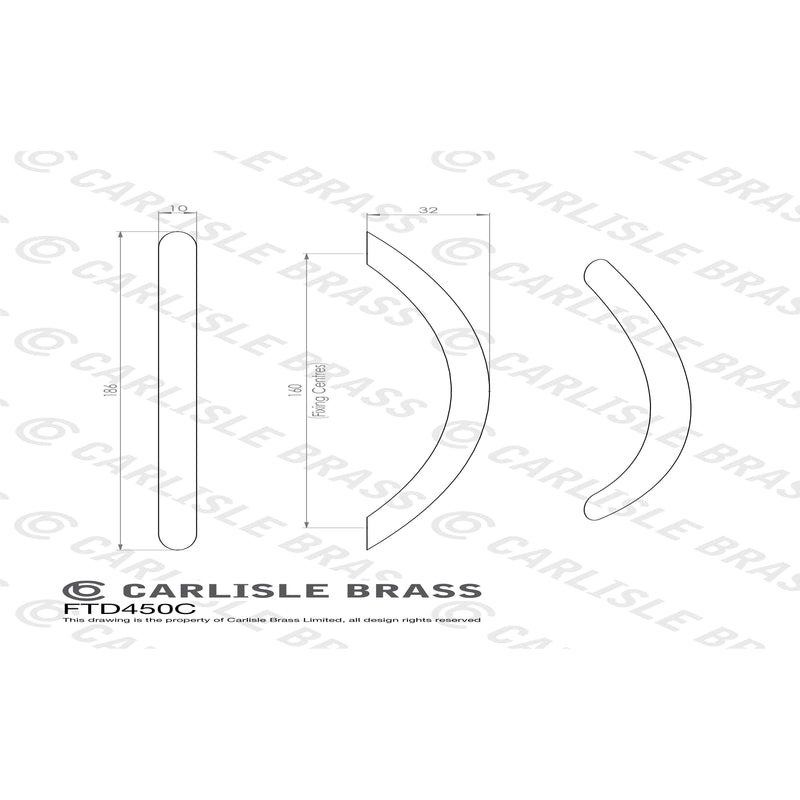 Carlisle Brass - Bow Handle 160mm - Polished Chrome - FTD450CCP
