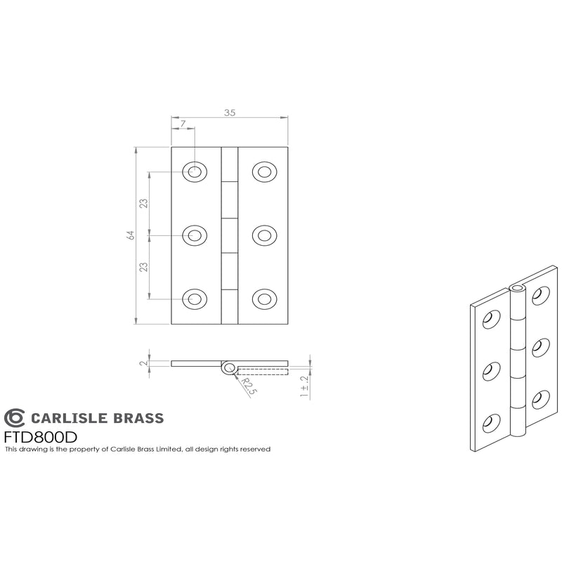 Carlisle Brass - Cabinet Hinge 64mm - Antique Brass - FTD800DAB - Choice Handles