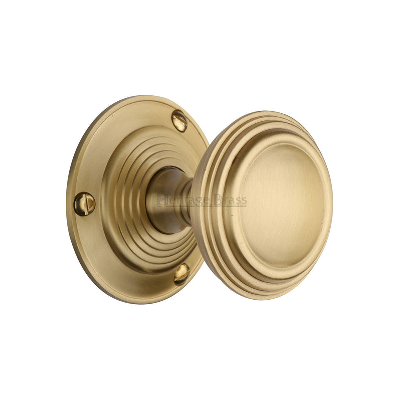 Heritage Brass Mortice Knob on Rose Goodrich Design Satin Brass finish - GOO986-SB - Choice Handles