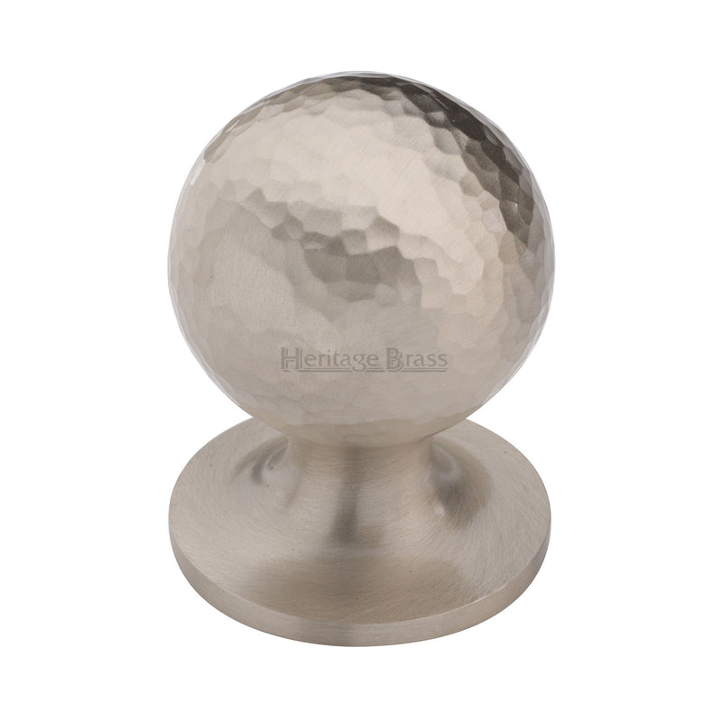 Heritage Brass Cabinet Knob Ball Hammered Design 32mm Satin Nickel finish - HAM8321 32-SN - Choice Handles