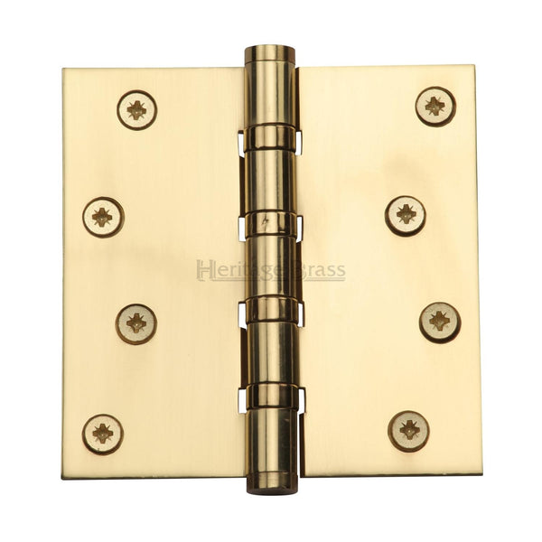 Heritage Brass Hinge Brass with Thrust Bearings (Steel Pin) 4" x 4" Polished Brass finish - HG99-405-PB