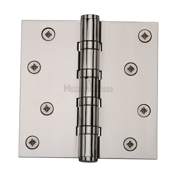 Heritage Brass Hinge Brass with Thrust Bearings (Steel Pin) 4" x 3" Polished Nickel finish - HG99-400-PNF