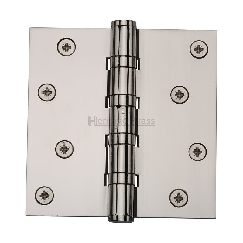 Heritage Brass Hinge Brass with Thrust Bearings (Steel Pin) 4" x 4" Polished NIckel Finish - HG99-405-PNF