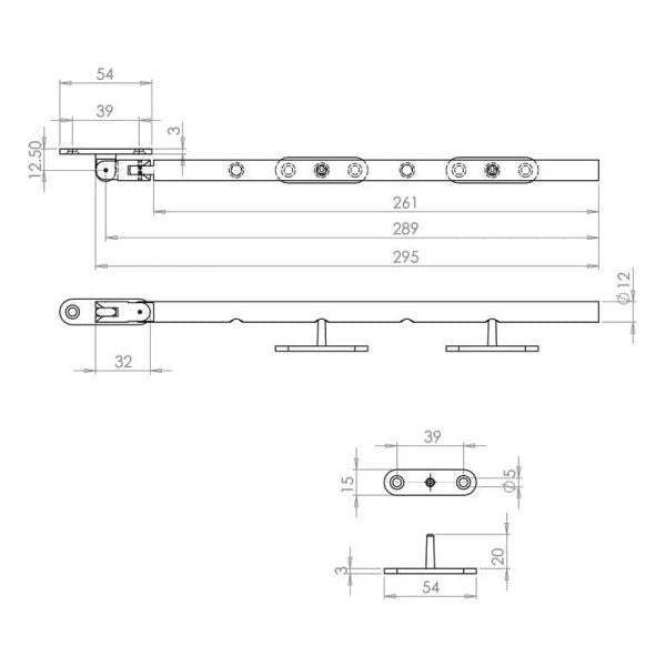 Frelan -  Round Bar Window Casement Stay 260mm (10") - Satin Stainless Steel - JSS1237