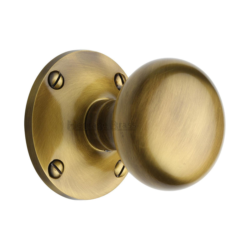 Heritage Brass Mortice Knob on Rose Kensington Design Antique finish - KEN980-AT - Choice Handles