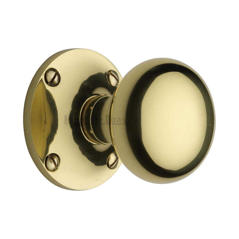 Heritage Brass Mortice Knob on Rose Kensington Design Polished Brass finish - KEN980-PB - Choice Handles