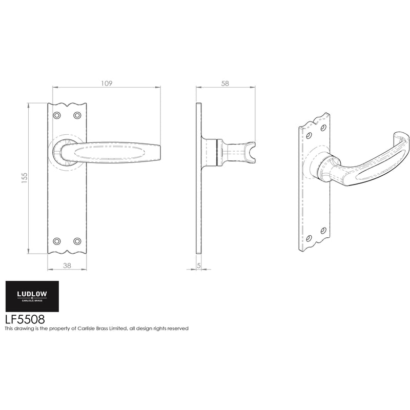 Carlisle Brass - Slimline V Lever on Latch Backplate  - Black Antique - LF5508 - Choice Handles