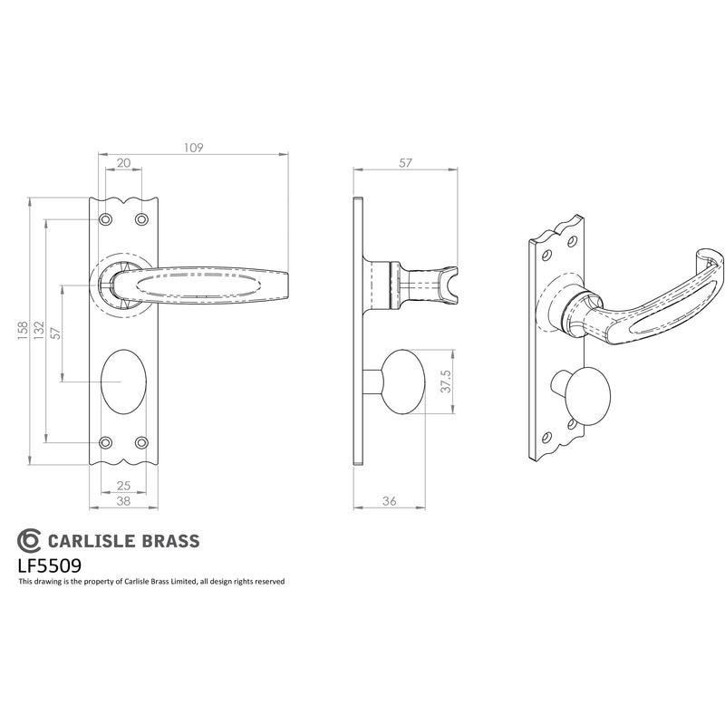 Carlisle Brass - Slimline V Lever on Bathroom Backplate  - Black Antique - LF5509 - Choice Handles