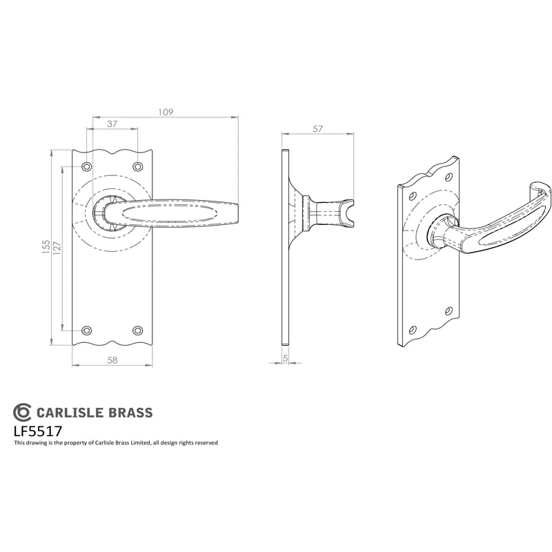 Carlisle Brass - Traditional V Lever on Latch Backplate - Black Antique - LF5517 - Choice Handles