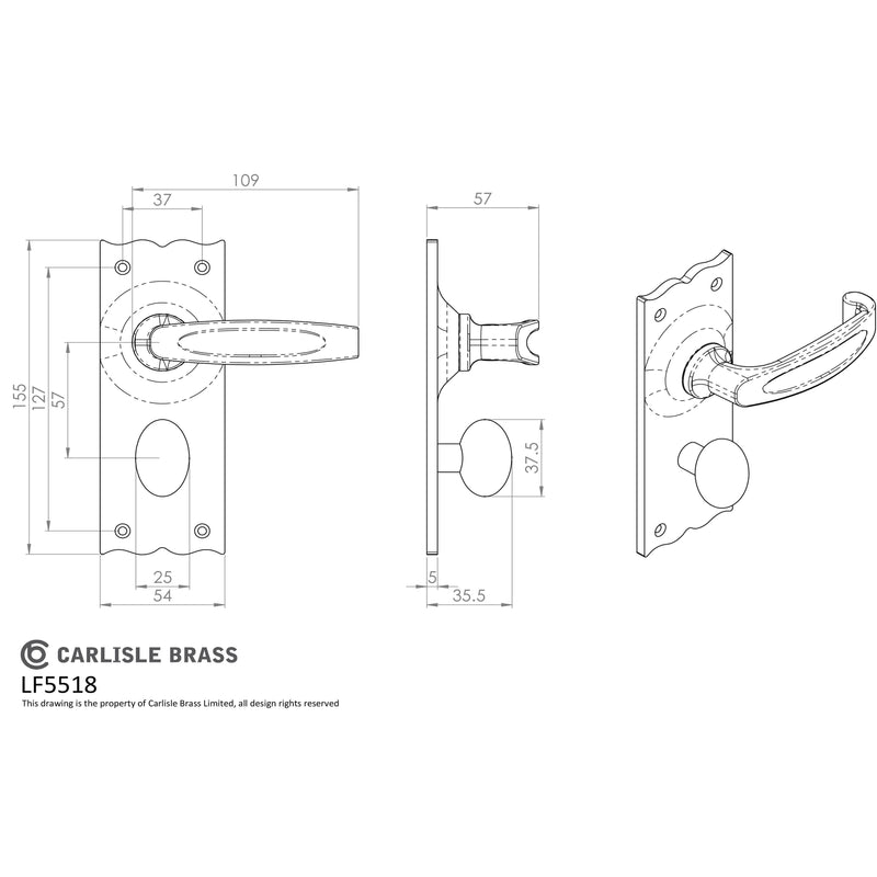 Carlisle Brass - Traditional V Lever on WC Backplate - Black Antique - LF5518 - Choice Handles