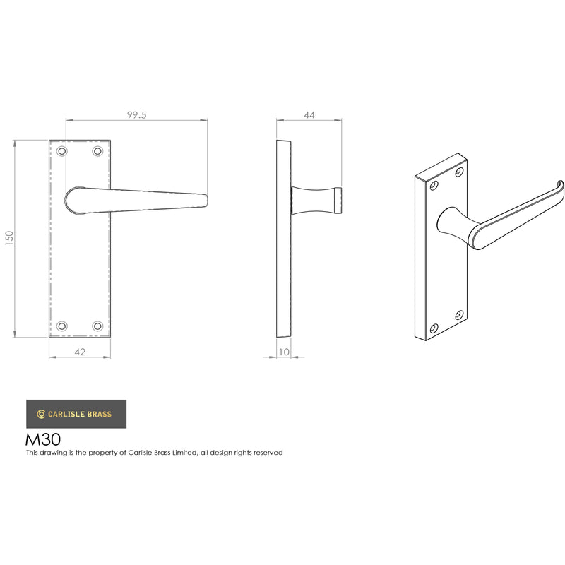 Carlisle Brass - Victorian Lever on Lock Backplate - Satin Chrome - M30SC - Choice Handles