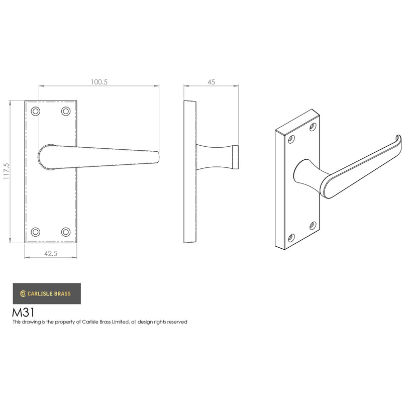 Carlisle Brass - Victorian Lever on Latch Backplate - Satin Chrome - M31SC - Choice Handles