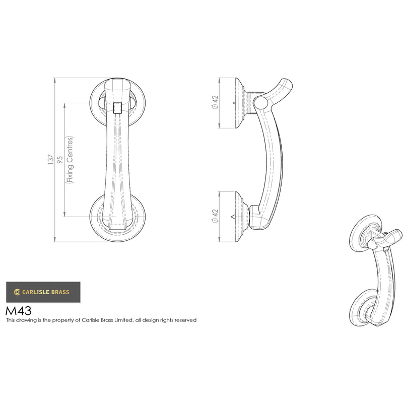 Carlisle Brass - Door Knocker on Rose - Polished Brass - M43 - Choice Handles