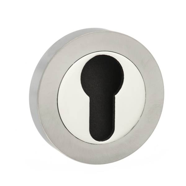 STATUS Euro Escutcheons on Round Rose - Satin Nickel/Nickel Plate - S3ESCERSNNP