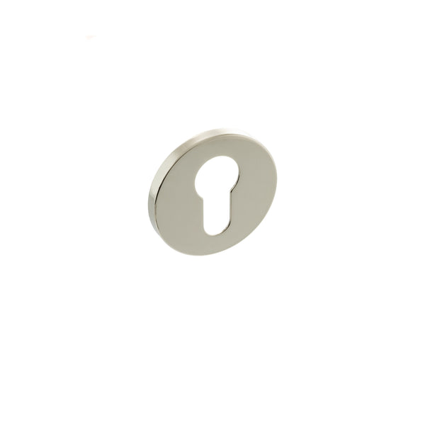 Millhouse Brass Euro Escutcheons on 5mm Slimline Round Rose - Polished Nickel - MHSREPN