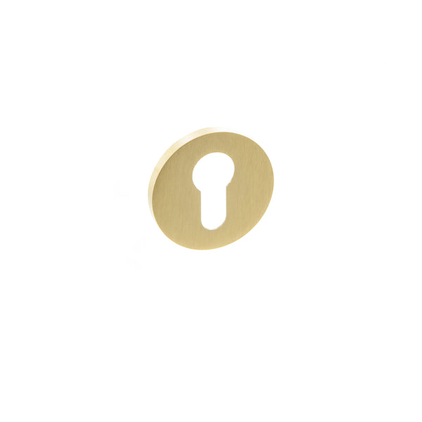 Millhouse Brass Euro Escutcheons on 5mm Slimline Round Rose - Satin Brass - MHSRESB