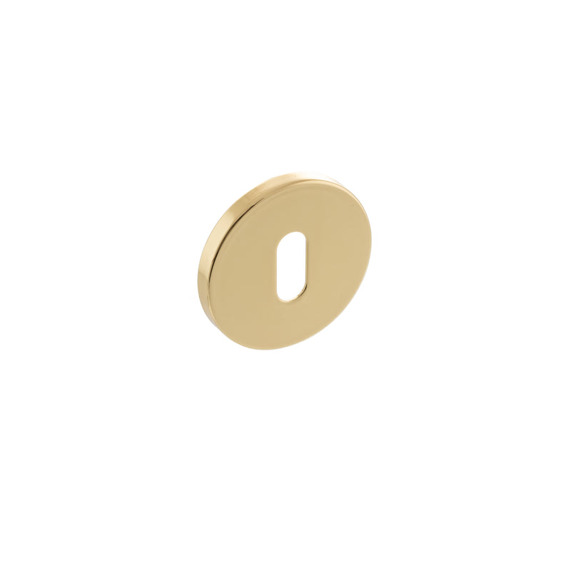 Millhouse Brass Key Escutcheons on 5mm Slimline Round Rose - Polished Brass - MHSRKPB