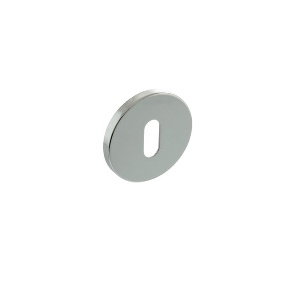 Millhouse Brass Key Escutcheons on 5mm Slimline Round Rose - Polished Chrome - MHSRKPC