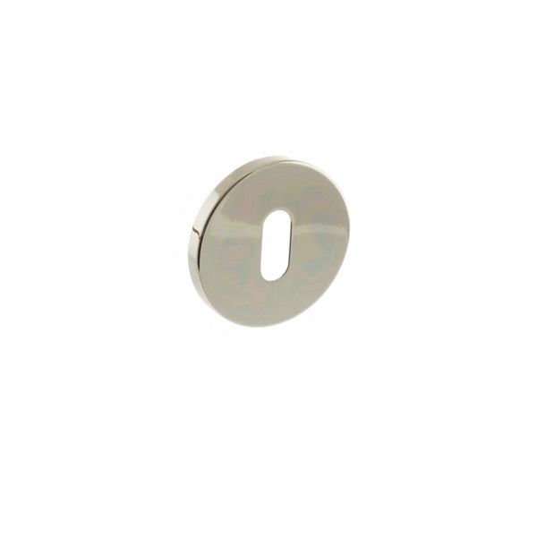 Millhouse Brass Key Escutcheons on 5mm Slimline Round Rose - Polished Nickel - MHSRKPN