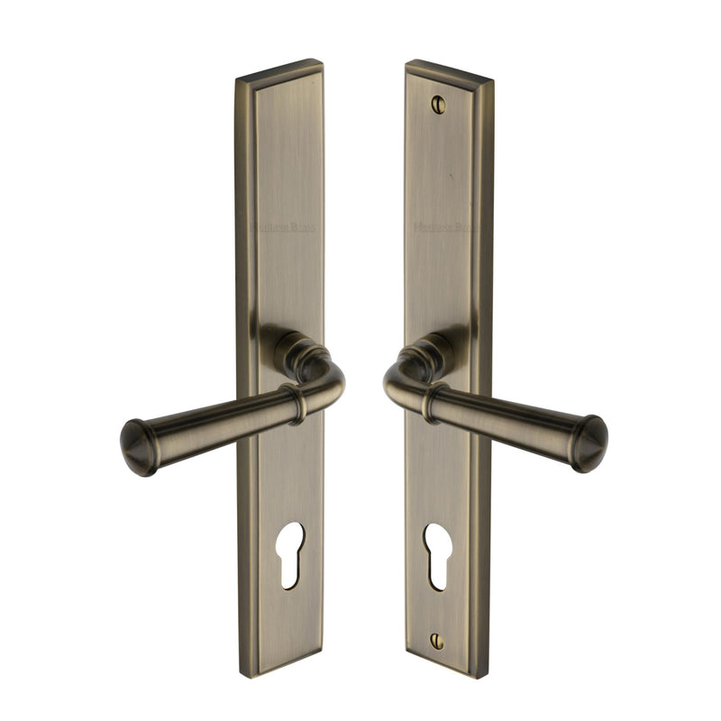 Heritage Brass Multi-Point Door Handle Lever Lock Colonial LH Design Antique Brass finish - MP1932.LH-AT - Choice Handles