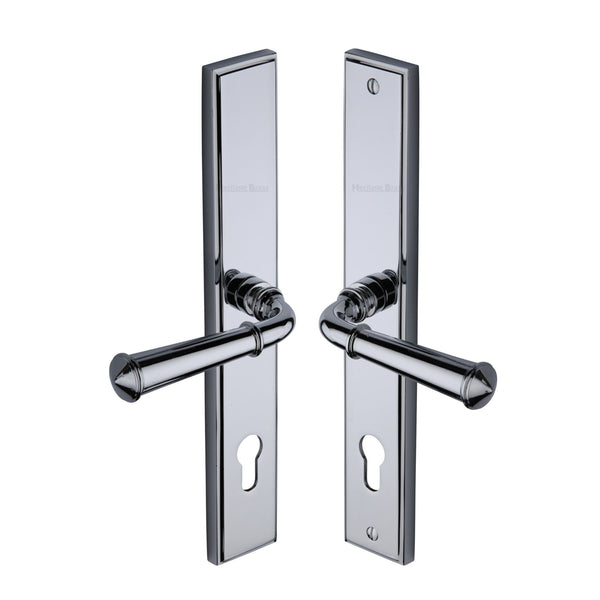 Heritage Brass Multi-Point Door Handle Lever Lock Colonial LH Design Polished Chrome finish - MP1932.LH-PC - Choice Handles