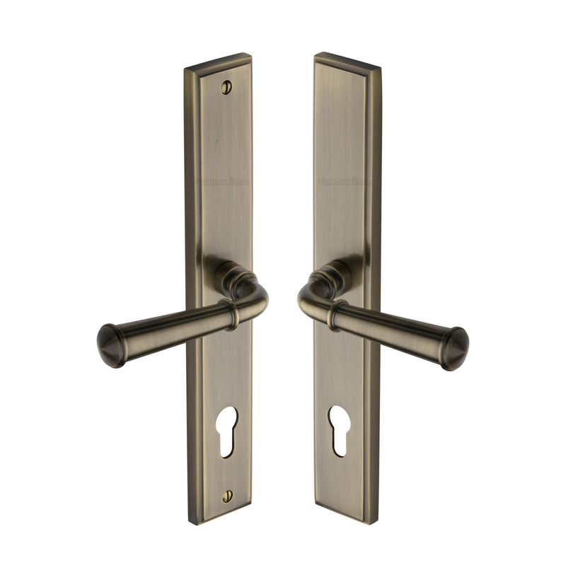 Heritage Brass Multi-Point Door Handle Lever Lock Colonial RH Design Antique Brass finish - MP1932.RH-AT - Choice Handles