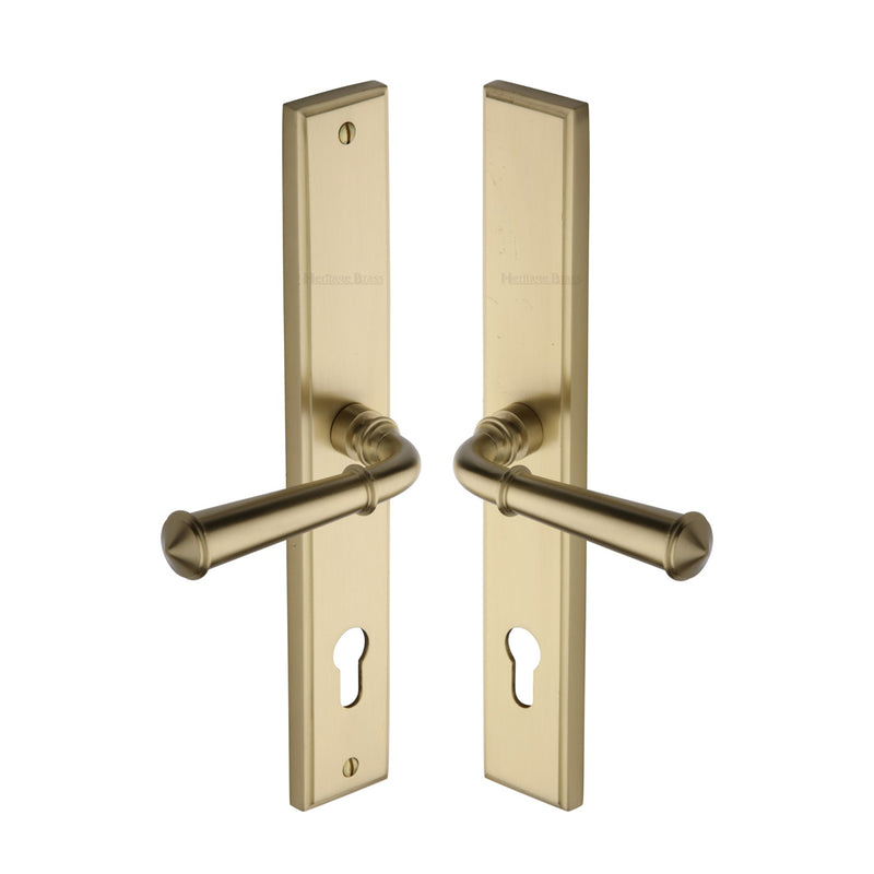 Heritage Brass Multi-Point Door Handle Lever Lock Colonial RH Design Satin Brass finish - MP1932.RH-SB - Choice Handles