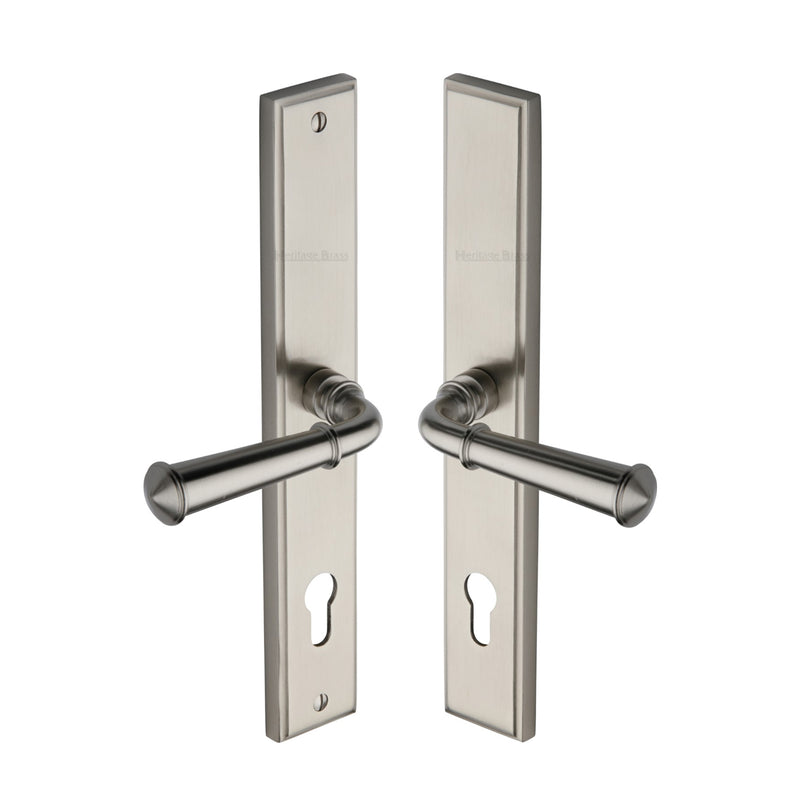 Heritage Brass Multi-Point Door Handle Lever Lock Colonial RH Design Satin Nickel finish - MP1932.RH-SN - Choice Handles